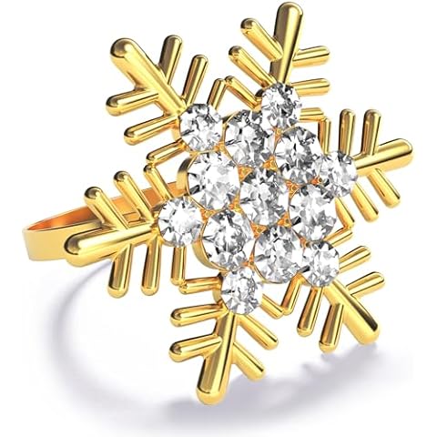 ZeeDix Gold Snowflake Napkin Rings Cover