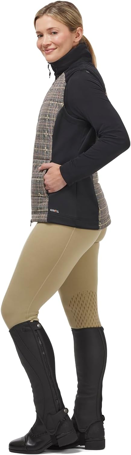 Kerrits Women's Bits Of Plaid Quilted Equestrian Vest – Insulated Winter Horse Riding Vest, Warm, Stretch Sides, Easy Fit