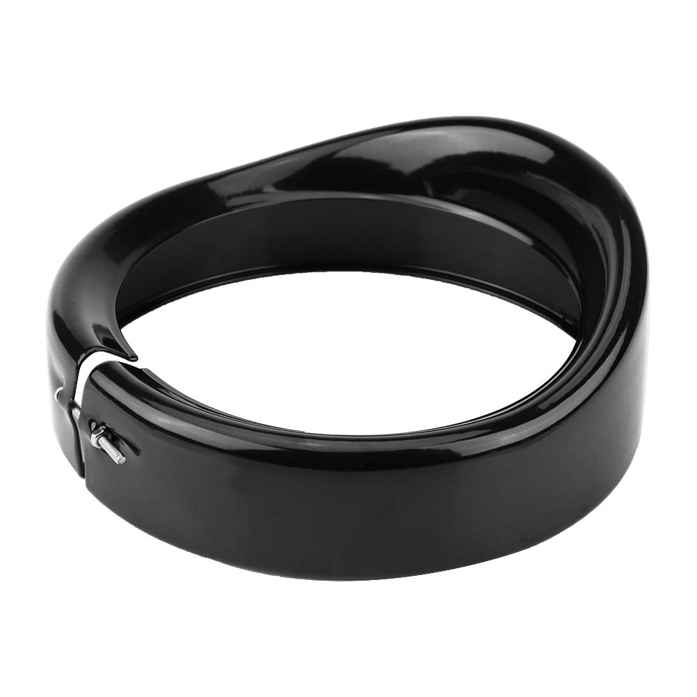 Akozon 7" cromato moto nero faro cerchio anello staffa visiera stile faro anello di rifinitura faro moto anello di rifinitura copertura per FLD Trike Road King