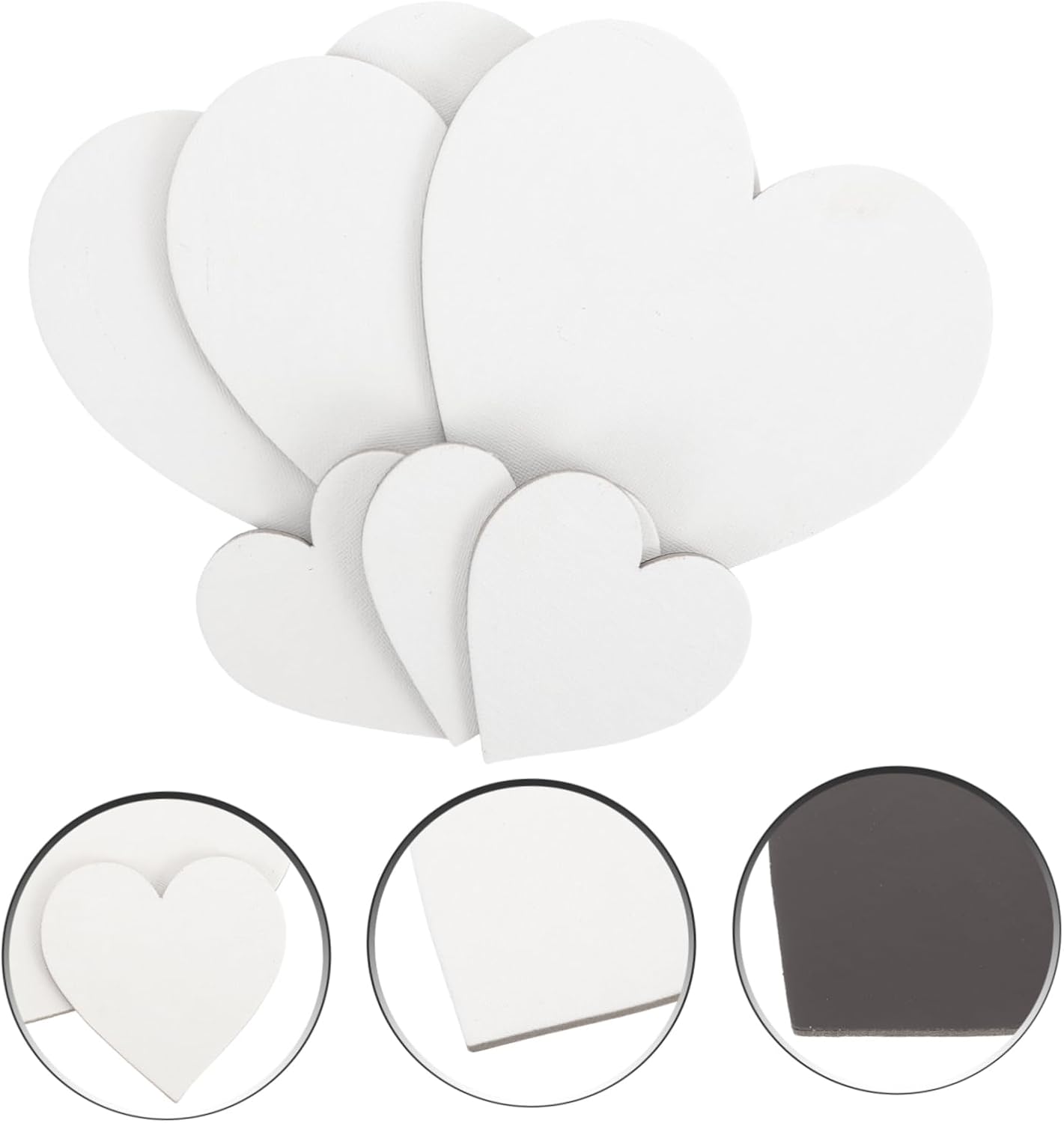 Heart-Shaped Canvas Panel Set 6-Piece Soft Magnetic Cotton Art Boards for Acrylic and Oil Painting for Boys and Girls and DIY Art Projects