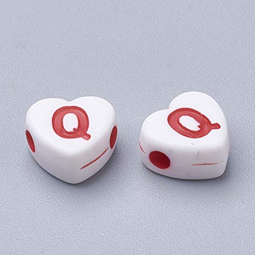 300 Letter Beads Plastic Letter White Beads with Colourful Letters A-Z 7 mm Heart Beads for Bracelet Choker, Jewellery or Other Crafts - Image 3