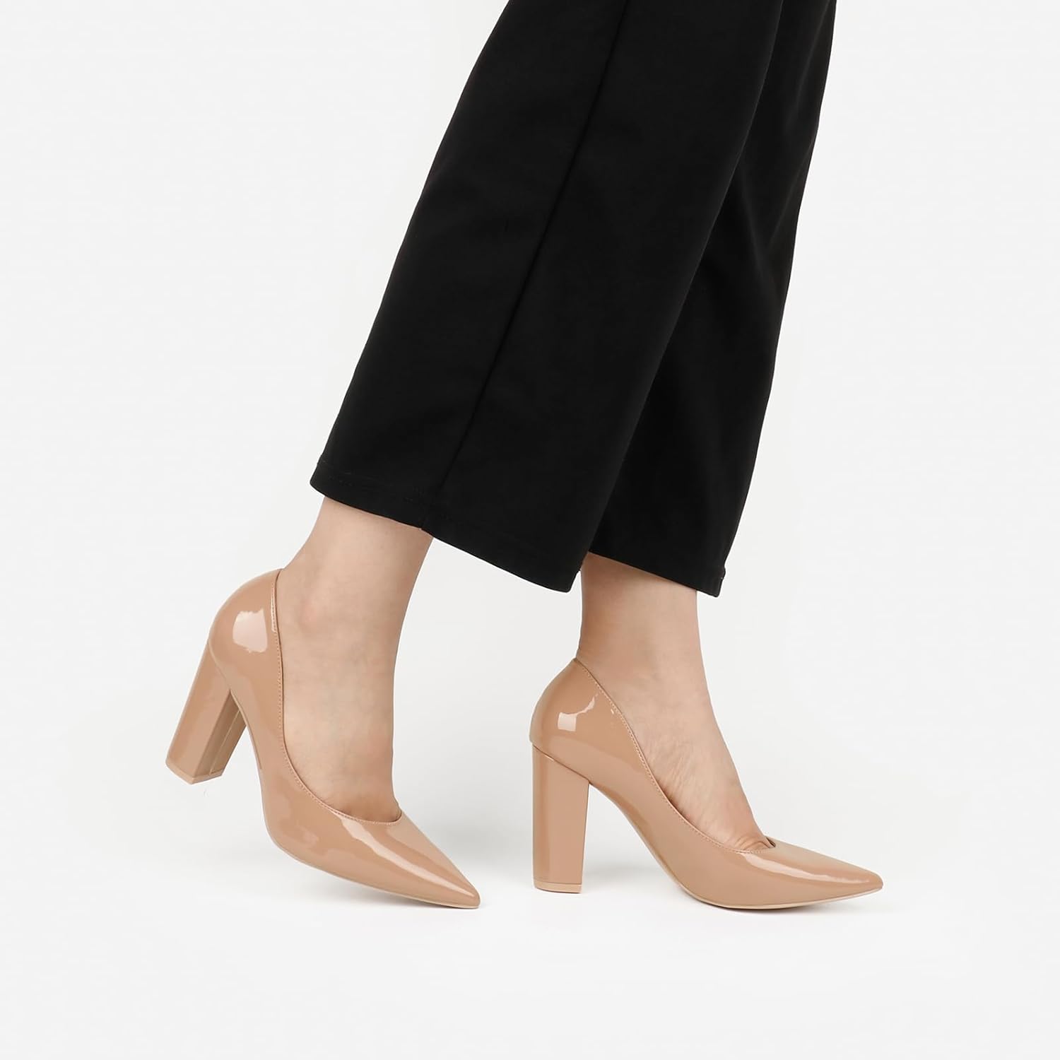 JOY IN LOVE Chunky Heels for Women High Block Heel Pointy Toe Dress Work Pumps - Image 2