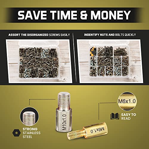 Yoc Bolt Size And Thread Gauge- Thread Pitch Gauge- Nut And Bolt Thread Checker- 26 Male/Female Thread Identifier Gauges - 12 Inch & 14 Metric Sizes #TOP3