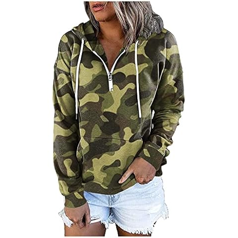 Ladies Half-Zip Up Hoodie Womens Loose Sweatshirt Women's Hooded Zipper Striped Tops Sweatshirts Long Sleeve Casual Fashion Warm Shirt Pullover Clothes Women Hoodies Jumper Long Sleeves Sweater Tops Cover