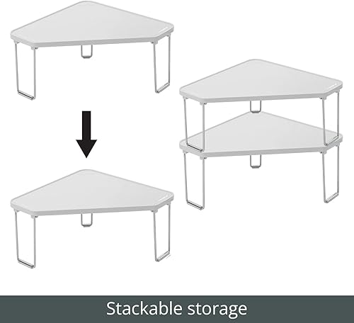 Miniatura 5 de mDesign Estante apilable de esquina de plásticoacero, estante organizador de almacenamiento para baño, tocador, encimera, fregadero, gabinete,