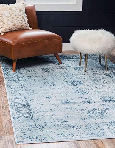 Unique Loom Sofia Collection Area Rug - Casino (7' 10" x 10' Rectangle, Light Blue/ Ivory)