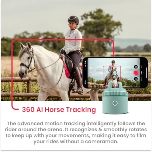 Image of Pivo Equestrian Pod Standalone Auto Tracking Phone Holder, Face, Body & Horse Tracker, 360 Rotation, 6 Speed, Stand for Video Recording (Green)