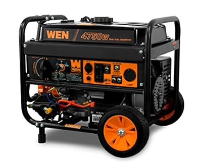 WEN DF475T Dual Fuel 120V/240V Portable Generator with Electric Start Transfer Switch Ready, 4750-Watt, CARB Compliant
