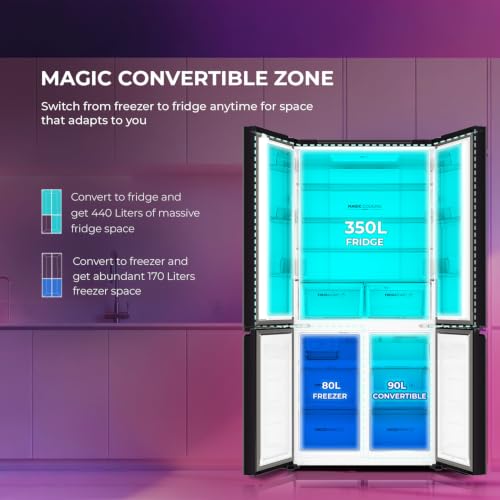 Image of Haier 520 L 3 Star Lumiere Frost Free Triple Inverter French Door Side by Side Refrigerator (HRB-600EK, Ebony Black, Magic Convertible Zone, Deo Fresh Technology, 2026 Model)
