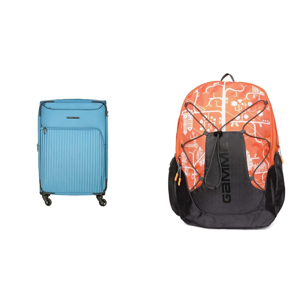 gamme Finessa Soft Side Luggage Trolley/Travel/Tourist Bag/Check in Luggage-28 + QUBITO 41 Ltrs, Backback for Boys, Backpack with Rain Cover, Backpack, Backpacks for Men-picture-12