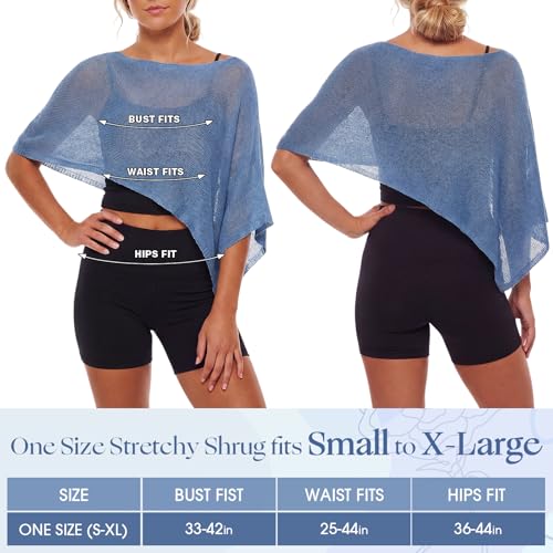 Image of Women Sheer Poncho Shrug Summer Sheer Blouse Top Lightweight Poncho Bolero for Evening Dress