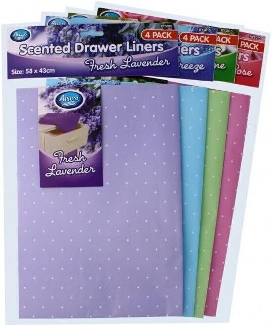 PaulStore Scented Drawer Liner Sheets 1 PACK 4 SHEETS JASMINE ROSE LAVENDER OCEAN 58X43CM (Random Fragrance)