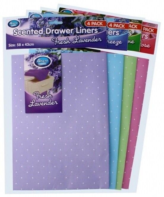 Scented Drawer Liner Sheets 1 PACK 4 SHEETS JASMINE ROSE LAVENDER OCEAN 58X43CM (Random Fragrance)