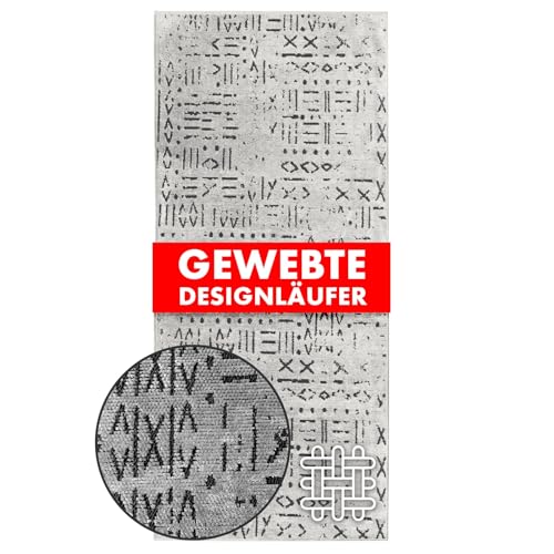 KARAT Premium Woven Carpet Runner with Pattern - 80 x 350 cm, Ivory - Fluffy Cotton Rug - Runner for Kitchen, Hallway & Living Room - Hallway Runner Kitchen Runner Hallway Rug (Vena)