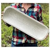 X-Large 23' White Dough Bowl, Hand-carved Mango Wood Tray, Rustic, Decorative, Hostess Gift,...