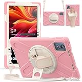 【MYH】For 2025モデルLenovo Tab Tab K11 Plus 11.45インチケース肩掛けー付きレノボ Tab K11(製品番号ZADC0062JP/ZADG0015JP)3層保護設計 360度回転スタンド調節可能ハンドストラップ 頑丈な脱落防止傷防止防塵衝撃保護キッズタブレットPCケース(ピンク)