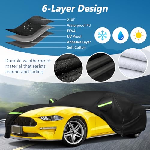 Image of Car Cover for Ford Mustang 1994-2025 GT /Shelby /Cobra /Bullitt /ECOBOOST | with Soft Cotton Lining Outdoor Mustang Car Covers Windproof Heavy Duty Protection
