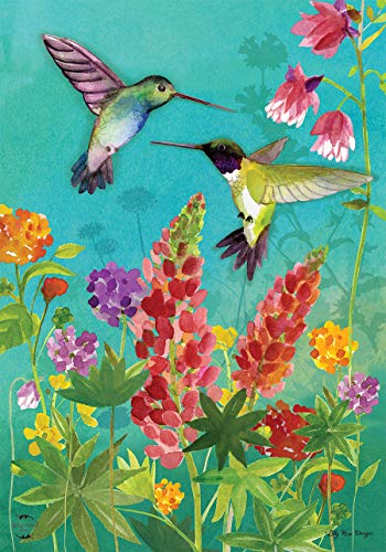 Hummingbird Greeting Spring House Flag Floral Birds 28" X 40" Briarwood Lane #TOP1
