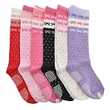 Angelina 6 Pairs [Bow Ties] Cotton Knee Socks w/Non-Skid Bottom #3103_4-6