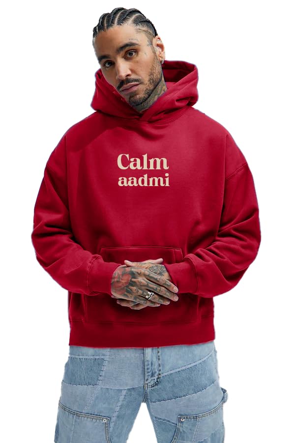 Image of Besick Cotton Warm Hooded Neck Pullover Calm Aadmi Kaleshi Aurat Printed Couple Hoodies