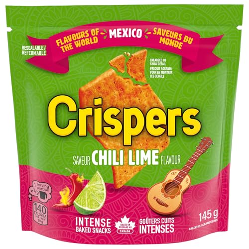 CRISPERS, Chili Lime Crackers, Salty Snacks, Baked In Canada, 145 g