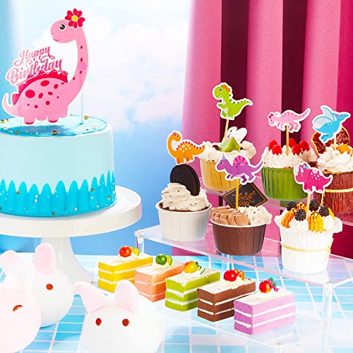 37 Pieces Pink Dinosaur Cake Toppers For Girls Dinosaur Cupcake Toppers Girls Birthday Party Decorations Colorful Dinosaur Cake Decorations For Kids Birthday Girl Baby Shower Dino Theme Party Supplies #TOP2