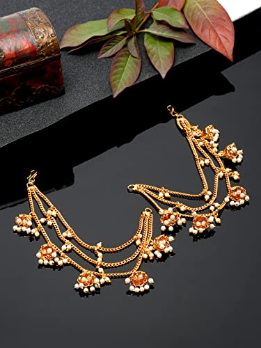 Pearl Studded Earrings Chain Plated Jewellery