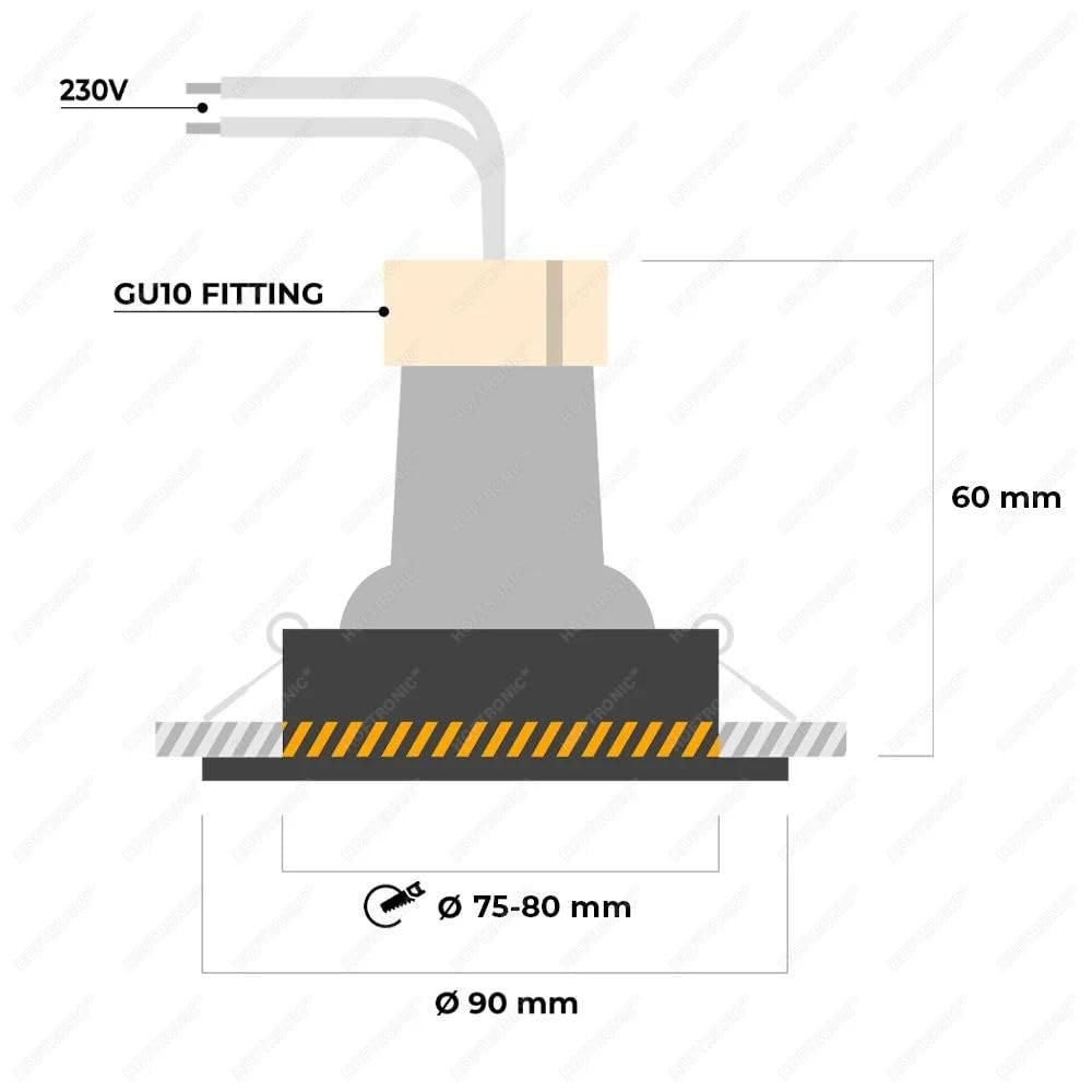 HOFTRONIC - 10er Set LED Einbaustrahler Weiß 230V - Schwenkbar und Stufenlos Dimmbar - Einbauleuchten 4 Watt - 345 Lumen - GU10 2700K Warmweiß - Deckenspots Rund (Ø75-80 mm) Flach