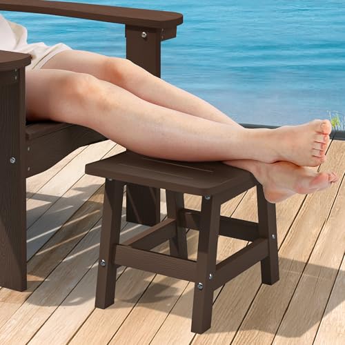 LUE BONA Outdoor Adirondack Ottomans Footrest Footstool Outdoor Foot Rest for Patio HDPS All Weather Waterproof Footrest Footstool for Adirondack Chair Dark Brown