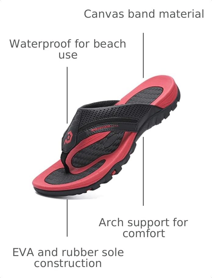 Image of Men's Flip-Flops, Thongs Sandals Durable Comfort Slippers for Beach