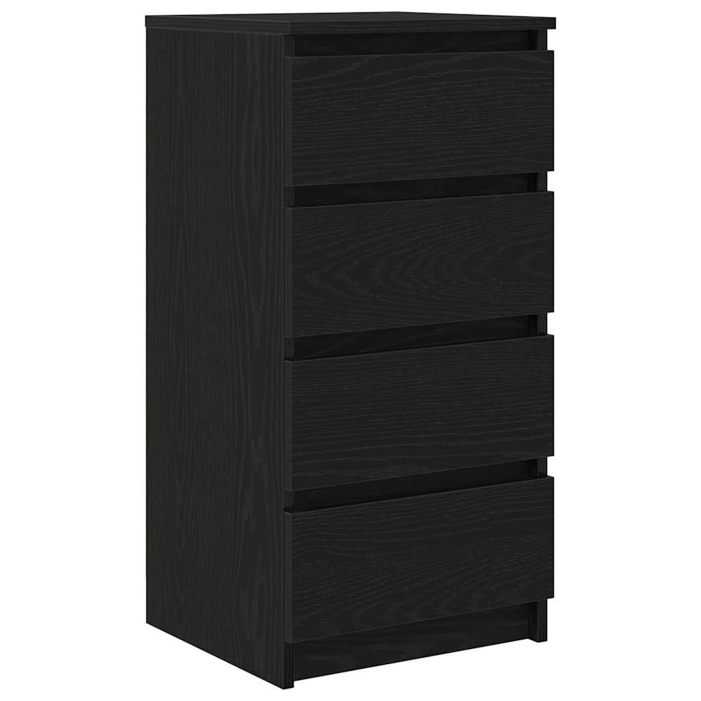 Aparador negro de roble de 37,5 cm con 4 cajones para pasillo