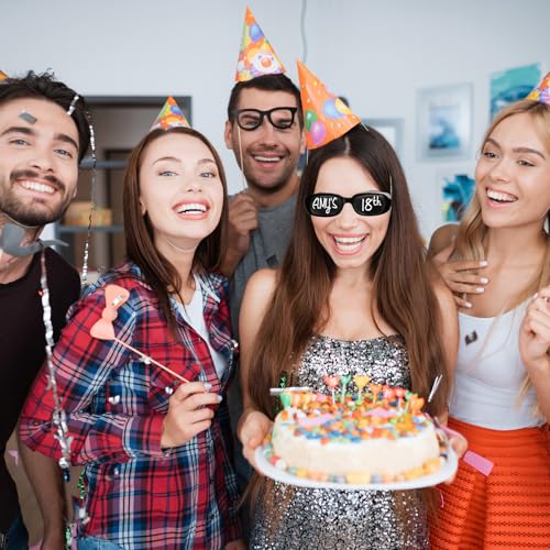 Flutesan 12 Pcs Personalised Rectangle Sunglasses with 4 Pcs Marker Pens for Adult DIY Custom Birthday Wedding3