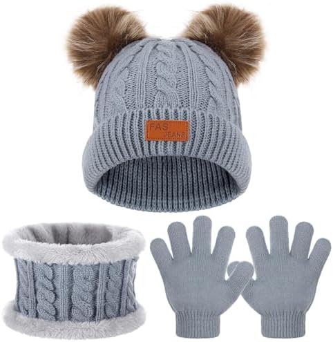 Set Invernale Bambini 3 In 1 - Cappello, Sciarpa E Guanti A Maglia Con Pon-Pon - Foto 7