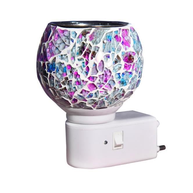 KRIVIYA glass Electric Aroma Diffuser, Kapoor dani, Night Lamp, Premium Home Decor Lamp, Soothing Fragrance Ambience by Using Kapoor, Laung, Essential Oil, for Home,Office Model- (Pink M-26) 2