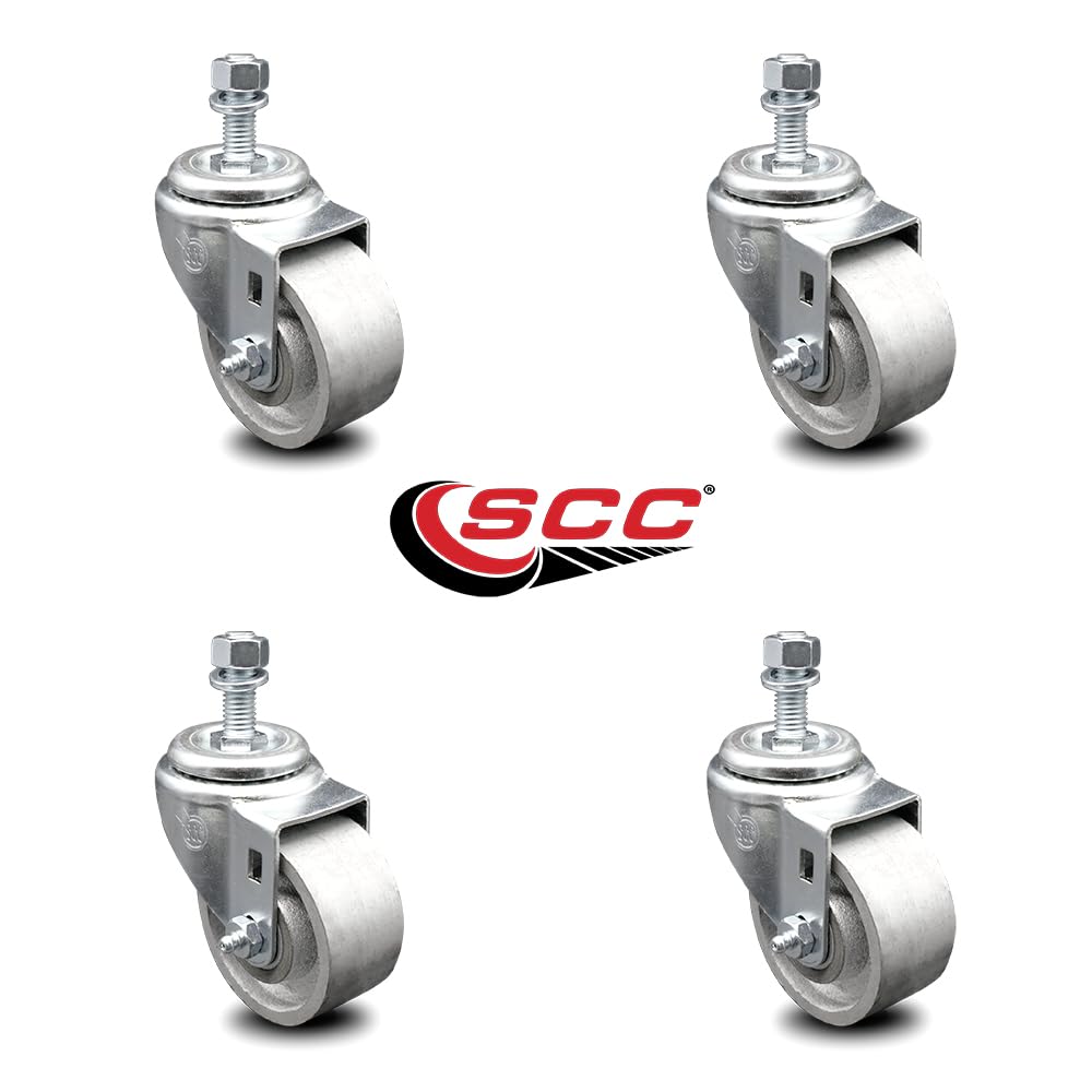 Twin Wheel Caster - 3" Urethane, Threaded Stem, 132 Lb Capacity