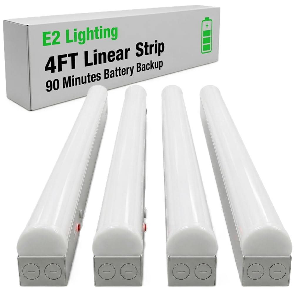 E2 LIGHTING 4FT LED Shop Light, Linear, 40W Dimmable Indoor Fixture, 4 Pack