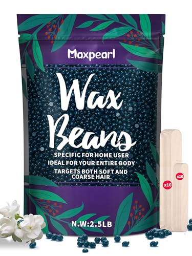 Wax Beads for Hair Removal, 2.5lb Maxpearl Hard Wax Beans Refill Bag for Brazilian Bikini, Face, Eyebrows, Underarms, Arms, Ches