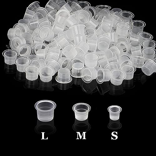 Tattoo Ink Caps, Urknall 300pcs Ink Cups Pigment Caps Disposable Cups for Tattooing Mixed Szie 100pcs #S 100pcs #M 100pcs #L for Tattoo Ink Supplies