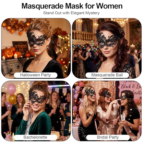 Image of Exlinonline Lace Masquerade Mask Elastic,Fit for Adult,Soft Gentle Material,Specially For Costume,Thememed Party