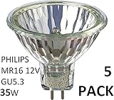 Dekoratives Licht. Philips 58842000 Halogenlampe, 12 V, MR16, 35 W, GU5.3, 36D, 4000 Stunden, dimmbar, 5 Stück