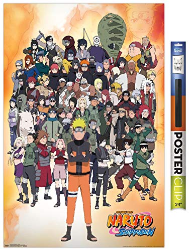 Trends International Naruto Shippuden - Group Wall Poster, 22.375" x 34", Poster & Clip Bundle