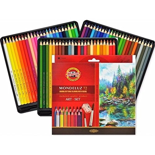 Lápis Aquarelável Mondeluz 72 Cores + Pincéis + Apontador