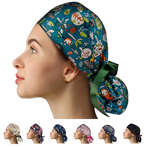 First Lifesaver Working Cap Hat for Women, Long Hair (Hunter Green Animal)