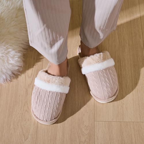 Cozy Slippers for Women Fuzzy Memory Foam Warm House Slides Comfy Soft Fluffy Plush Slipper Indoor and Outdoor Slip On Home Shoes Anti-Skid Sole Trendy Slippers Winter3