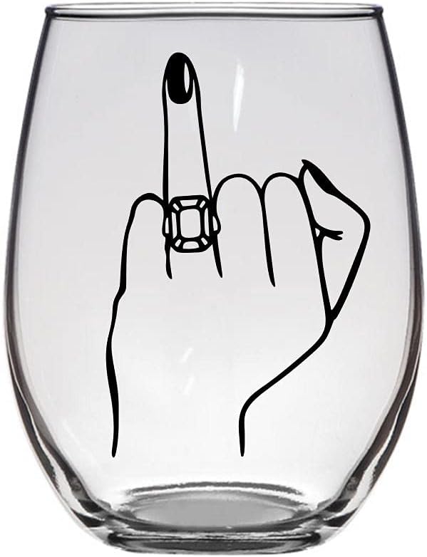 Funny Engagement Gift for Her - Ring Finger - Large 21oz Stemless Tumbler Glass