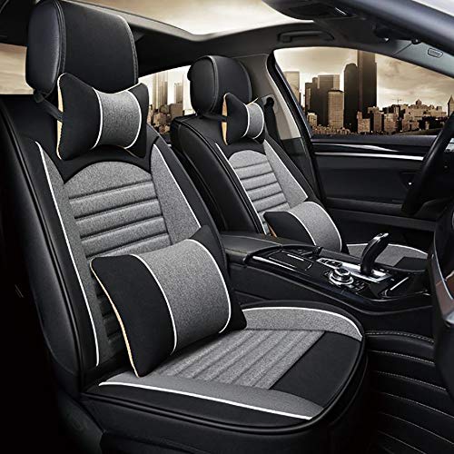 TTYY Cojín del Asiento del AutomóVil Four Seasons Universal Edition De Deluxe Edition Funda De Asiento 3D Lino Todo Incluido Cojín del Asiento para AutomóVil De Cinco Plazas, Gray