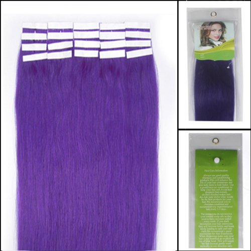 18 Inch Color Long Lila/light Purple Tape in Premium Remy Human Hair Extensions_20 Pcs Set 40g Weight Straight Women Beauty Salon Style Design