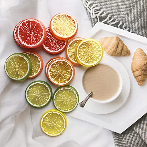 Yssreey 48 Pieces Fake Lemon Slices Simulation Grapefruits Decor Artificial Lemon Fruit Model Lifelike Plastic Fruit Decorative For Themed Party Wedding Crafts, Photography Props, Diy #TOP4