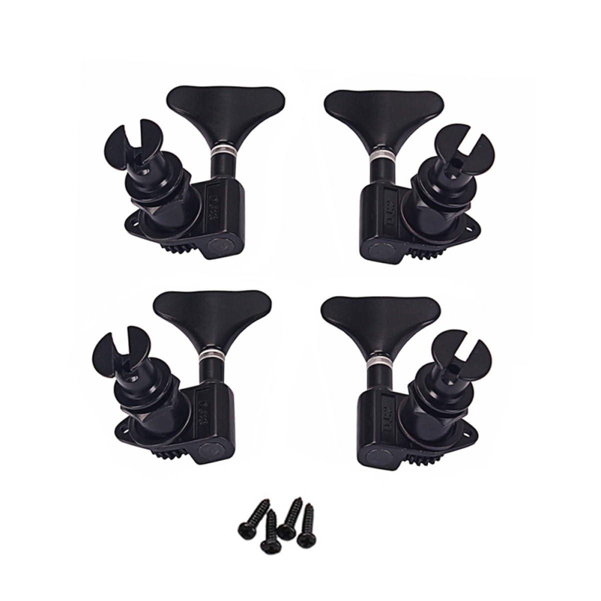 Sosoport Black Ukulele Tuning Pegs Set Sealed Tuners with Mounting Screws and Ferrules for Bass Ukulele Durable Machine Heads for Precise Tuning and String