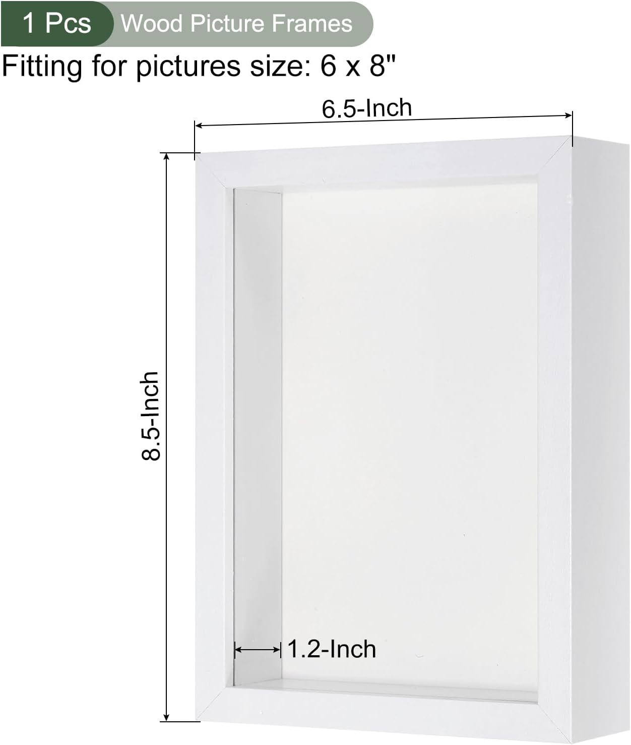 YOKIVE 1 Pcs Shadow Box Frame, Wooden Pressed Flower Frame Floating Photo Frame | DIY Specimens, Great for Wall Tabletop Display (White, 6x8-Inch)